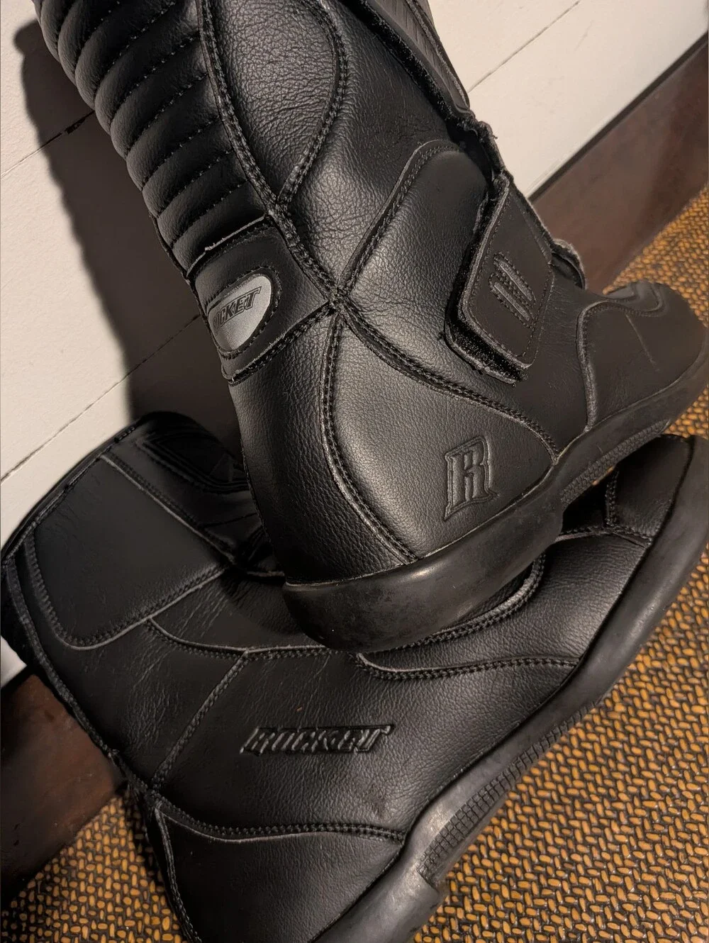 Discont'd Joe Rocket Black Mercury Leather Motorcycle Boot Hook & Loop Close 10